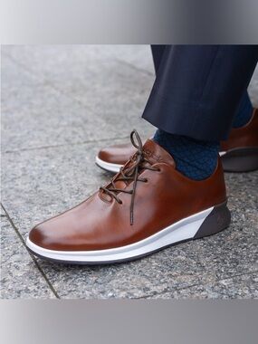 Amberjack Whole Cut Hybrid Dress Sneakers Leather  Shoes Chestnut Sz 11M